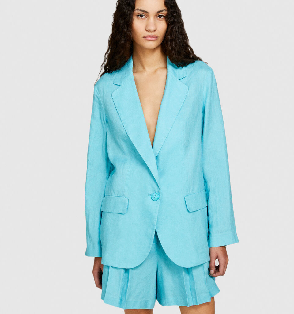100% linen blazer - women's blazers - Turquoise | Sisley image number 4